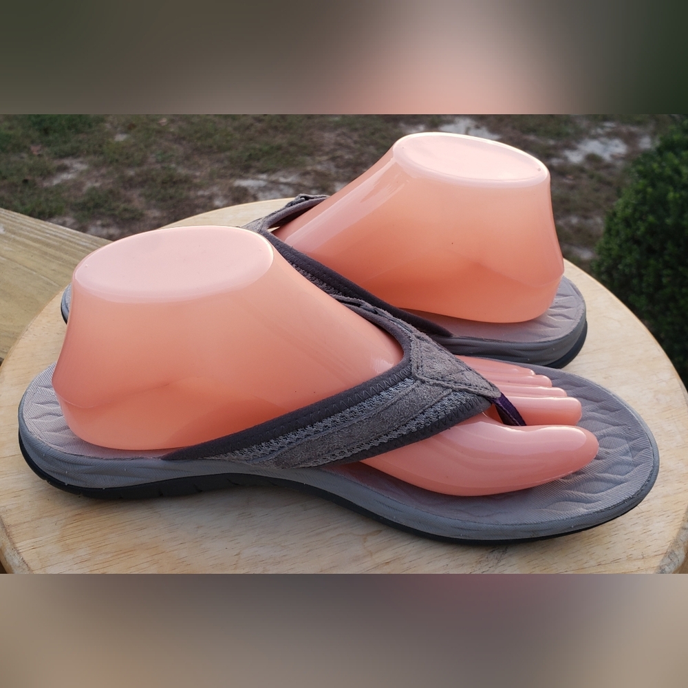 Merrell Siren 2 Flip Flops Women's Sz 9 Gray Suede Nylon Thong Sandals - Picture 5 of 12